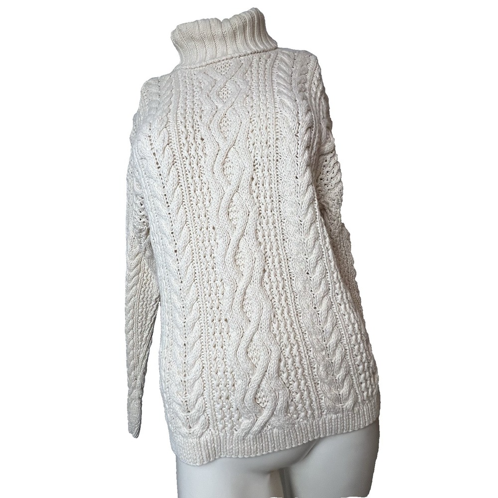 Yorkshire Knitting Co.  Sweater Women's Ivory Ramie Blend Turtle Neck Casual L